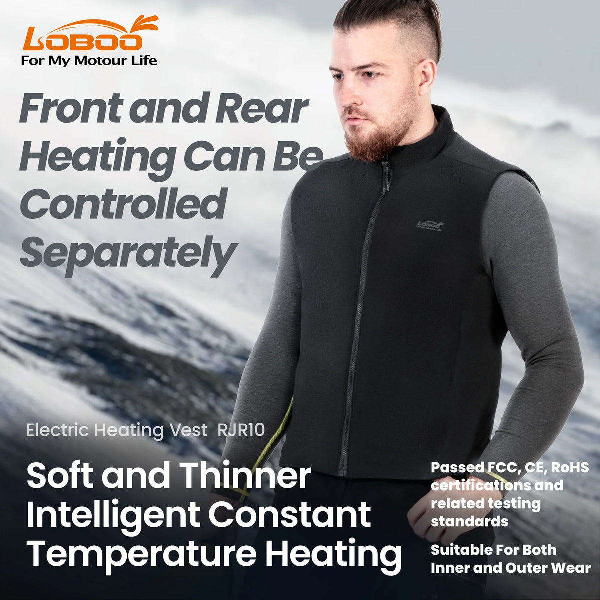 LOBOO RJR10 Electric Heating Vest | 3M Thinsulate & Carbon Fiber Smart Warmer with Dual-Zone Control - LOBOO