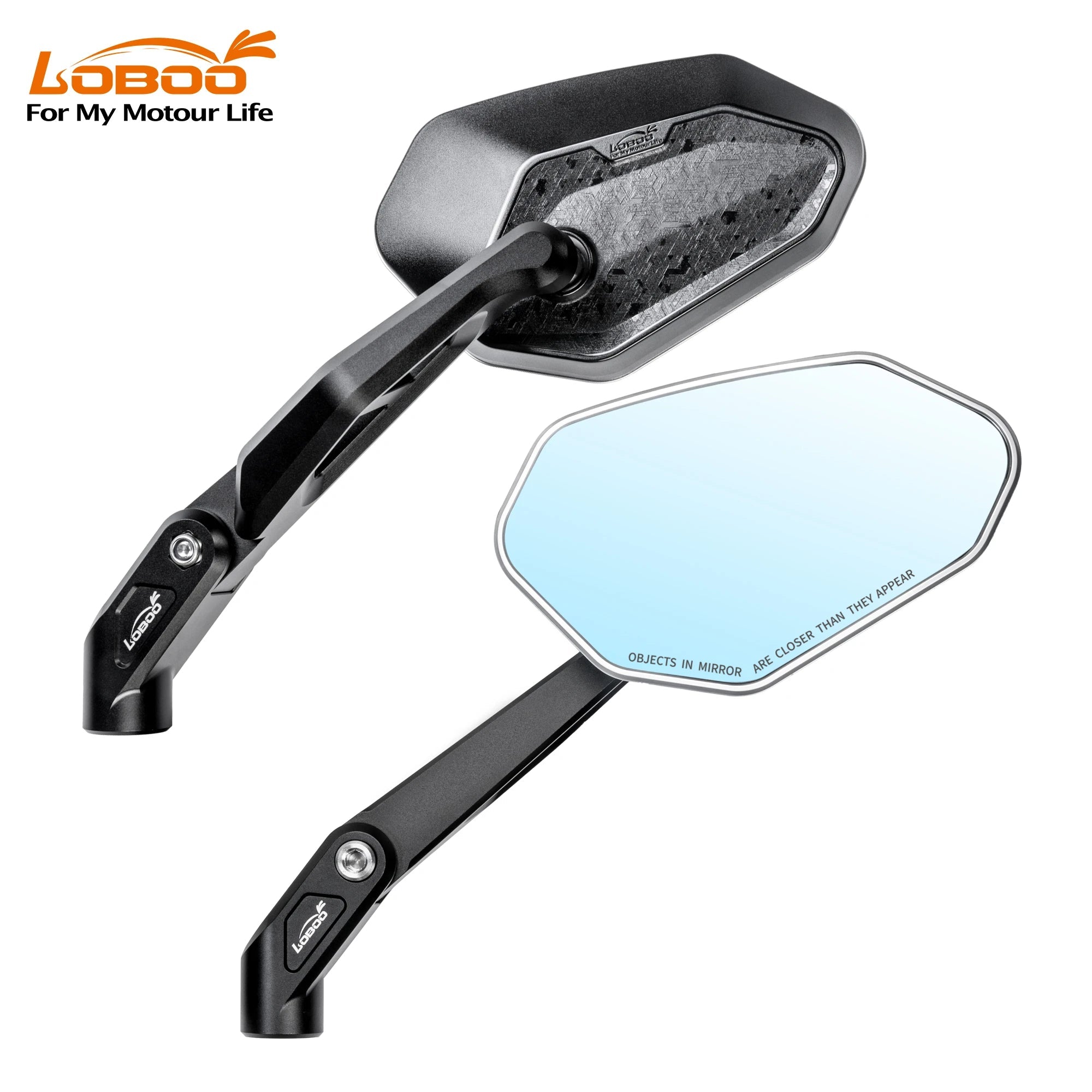 LOBOO RM03 - Lite Foldable Adventure Mirrors | 1200R Wide - Angle & Anti - Glare | Universal Fit - LOBOO