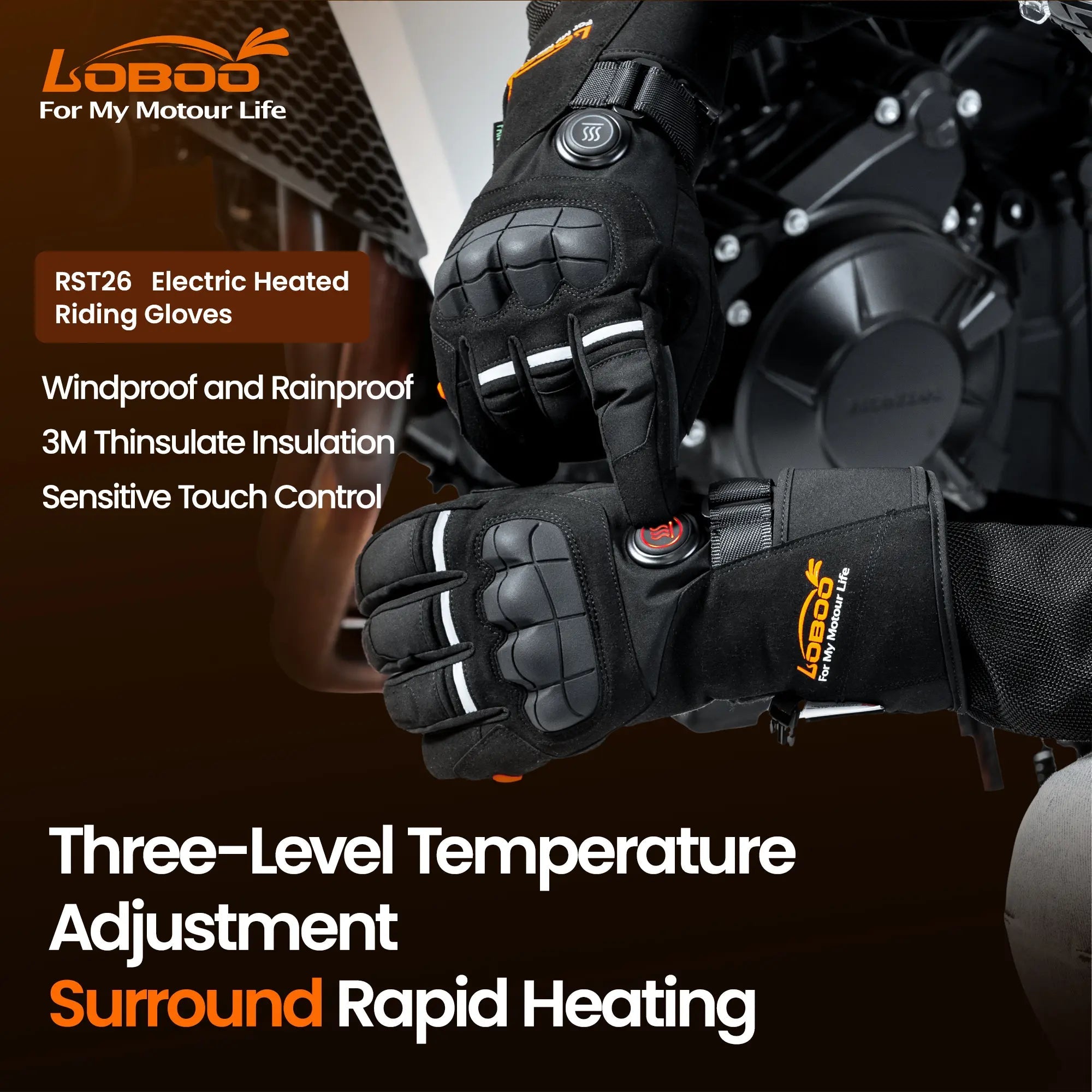 LOBOO RST26 Electric Heated Riding Gloves - LOBOO