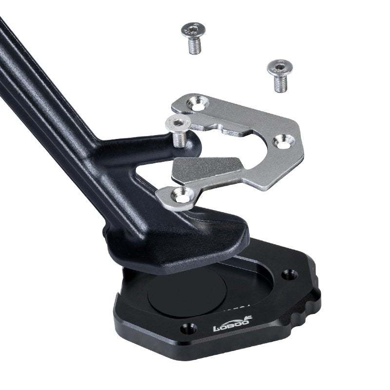 LOBOO Side Stand Extension for CFMOTO 450MT (2024+) | CNC Aluminum & Stainless Steel Kickstand Pad - LOBOO