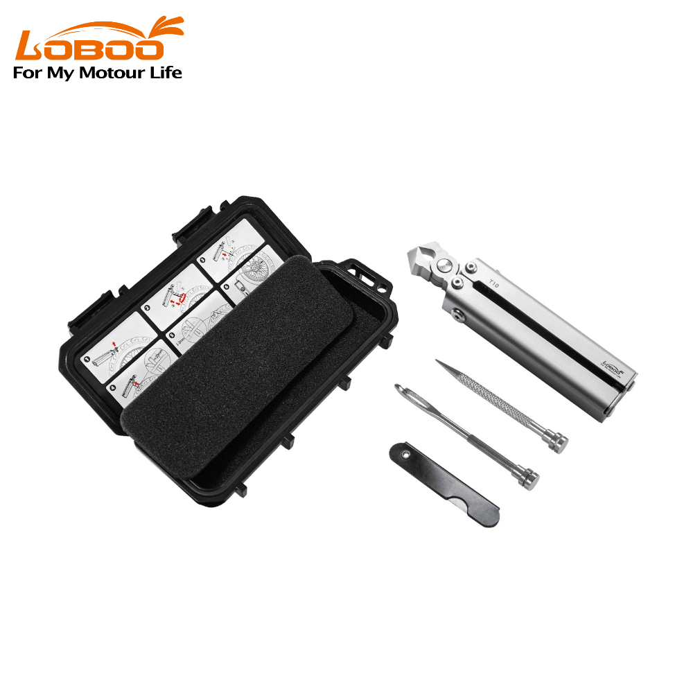 LOBOO T10 Tubeless Tire Repair Tool — Compact Modular Kit with Built-In Pliers & Waterproof Case for Motorcycle Adventure Touring - LOBOO