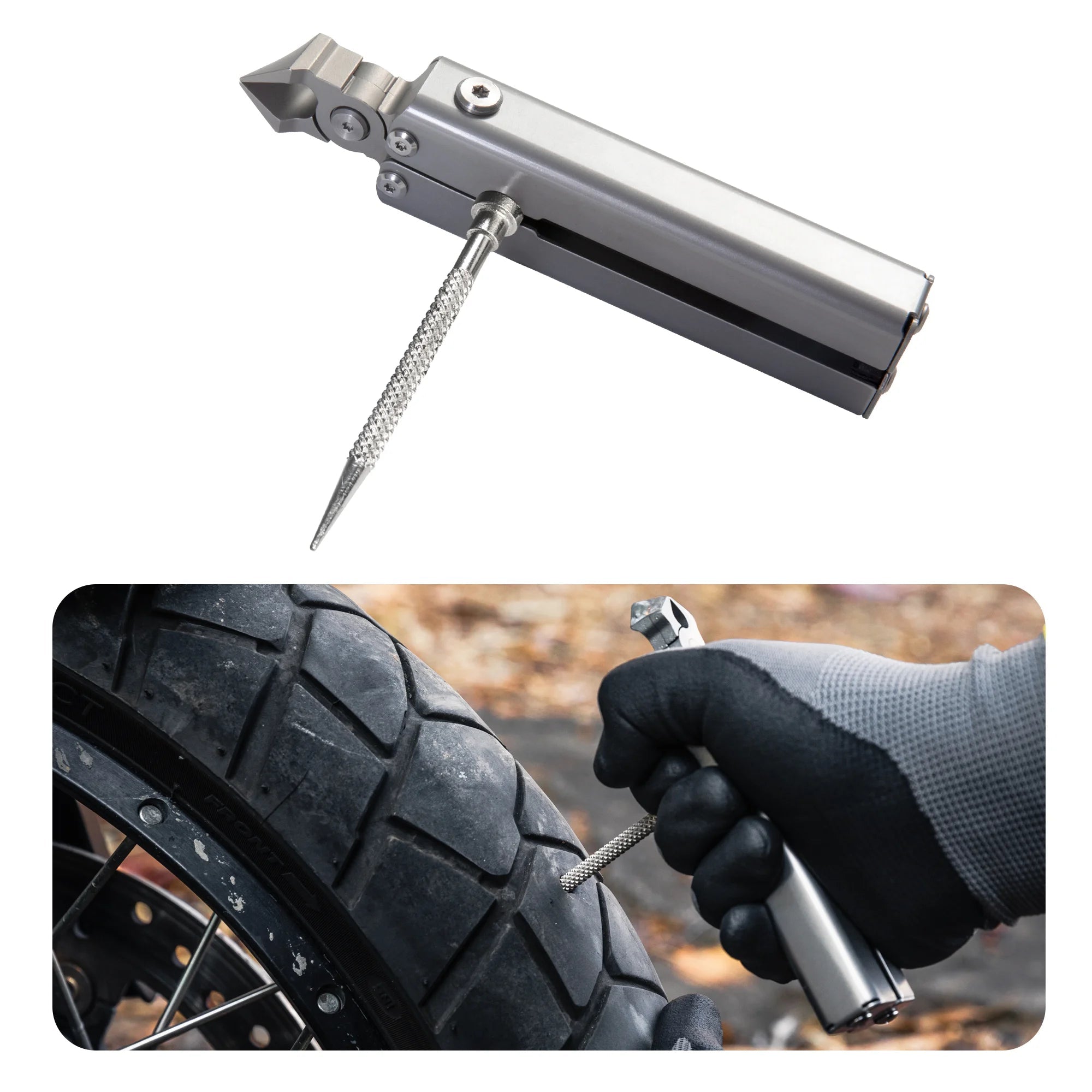 LOBOO T10 Tubeless Tire Repair Tool — Compact Modular Kit with Built - In Pliers & Waterproof Case for Motorcycle Adventure Touring - LOBOO