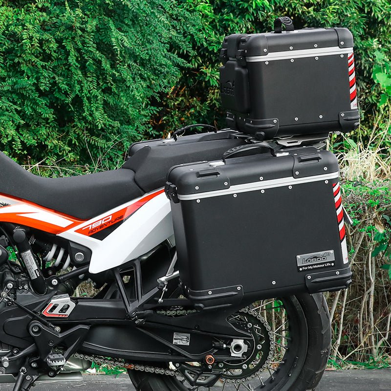 LOBOO Tibet B Aluminum Panniers & Top Case for KTM 790/890 Adventure | Exhaust - Cutout System - LOBOO