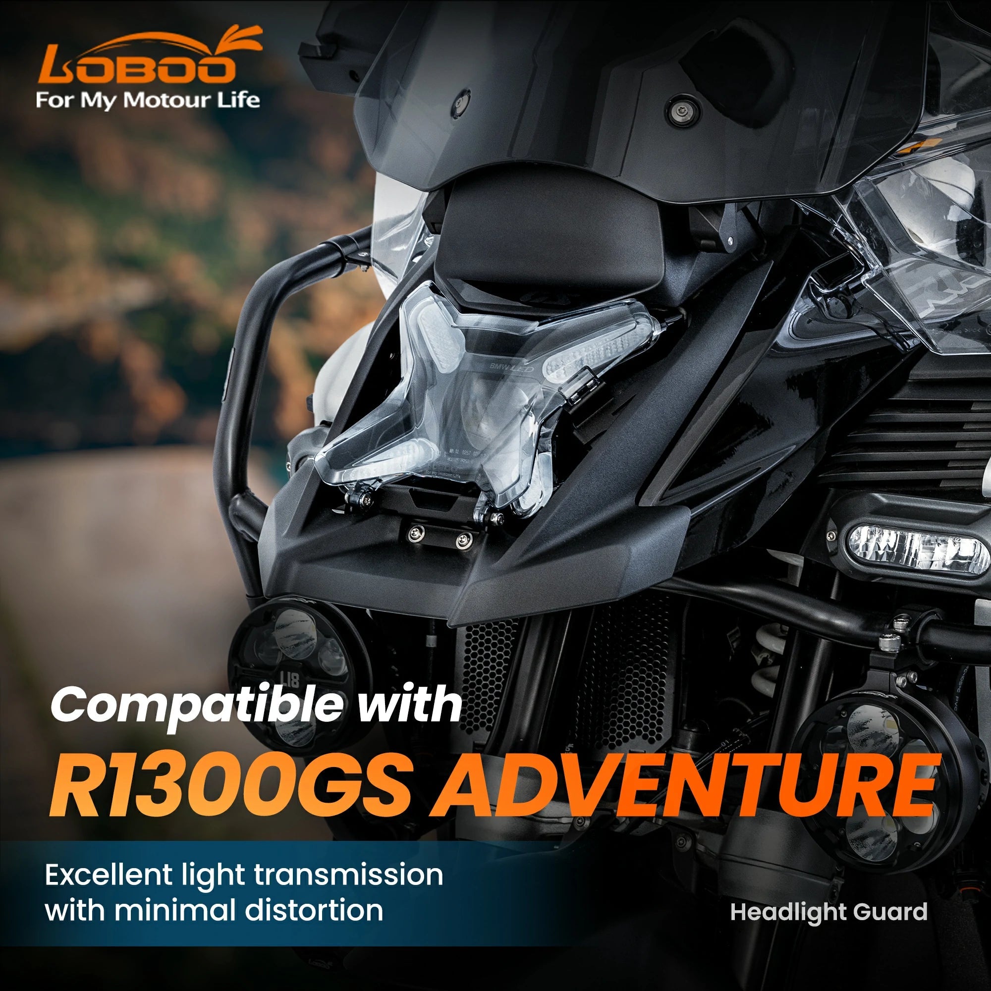 LOBOO Transparent Headlight Guard for BMW R1300GS Adventure (2024 - ) - LOBOO