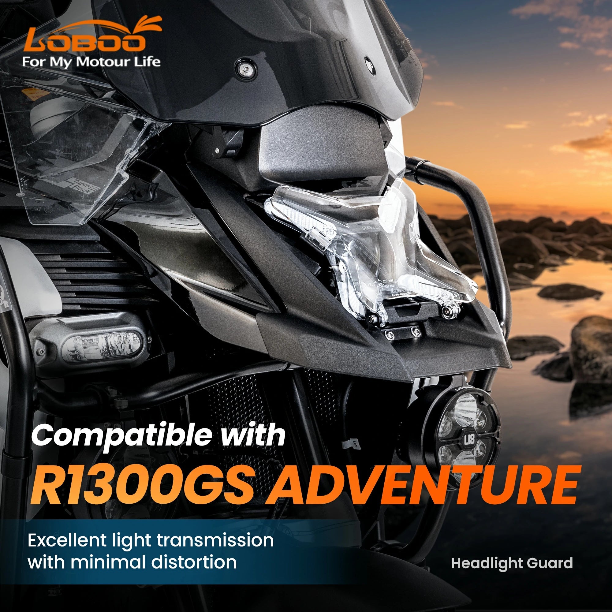 LOBOO Transparent Headlight Guard for BMW R1300GS Adventure (2024 - ) - LOBOO