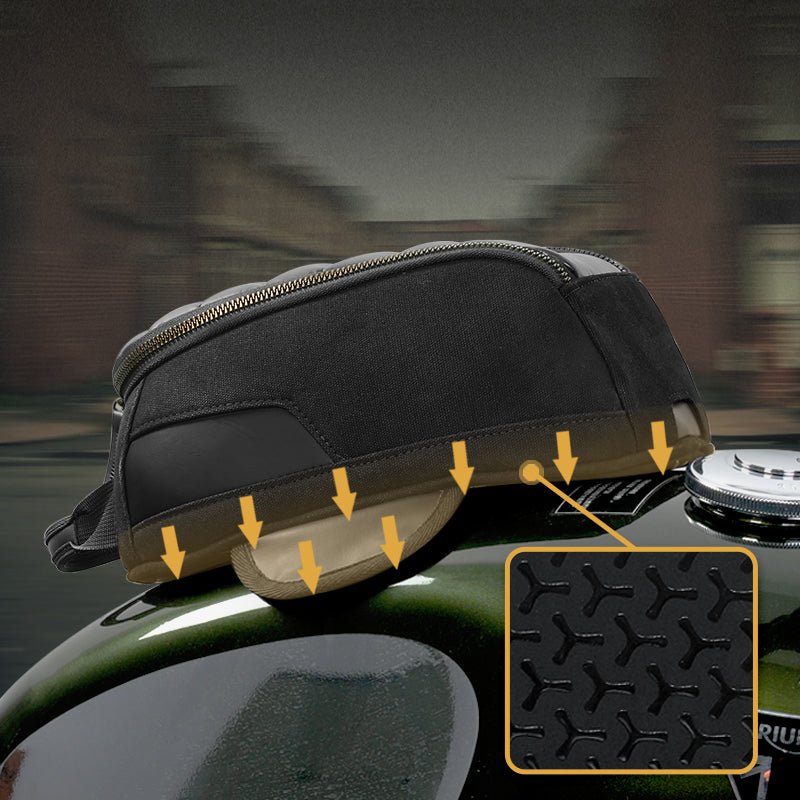 LOBOO Vintage Magnetic Tank Bag (3.5L) | Retro Canvas & Leather Storage with Charging Port - LOBOO