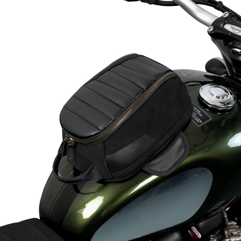 LOBOO Vintage Magnetic Tank Bag (3.5L) | Retro Canvas & Leather Storage with Charging Port - LOBOO