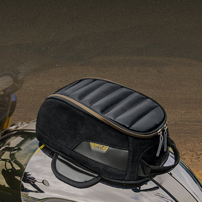 LOBOO Vintage Magnetic Tank Bag (3.5L) | Retro Canvas & Leather Storage with Charging Port - LOBOO