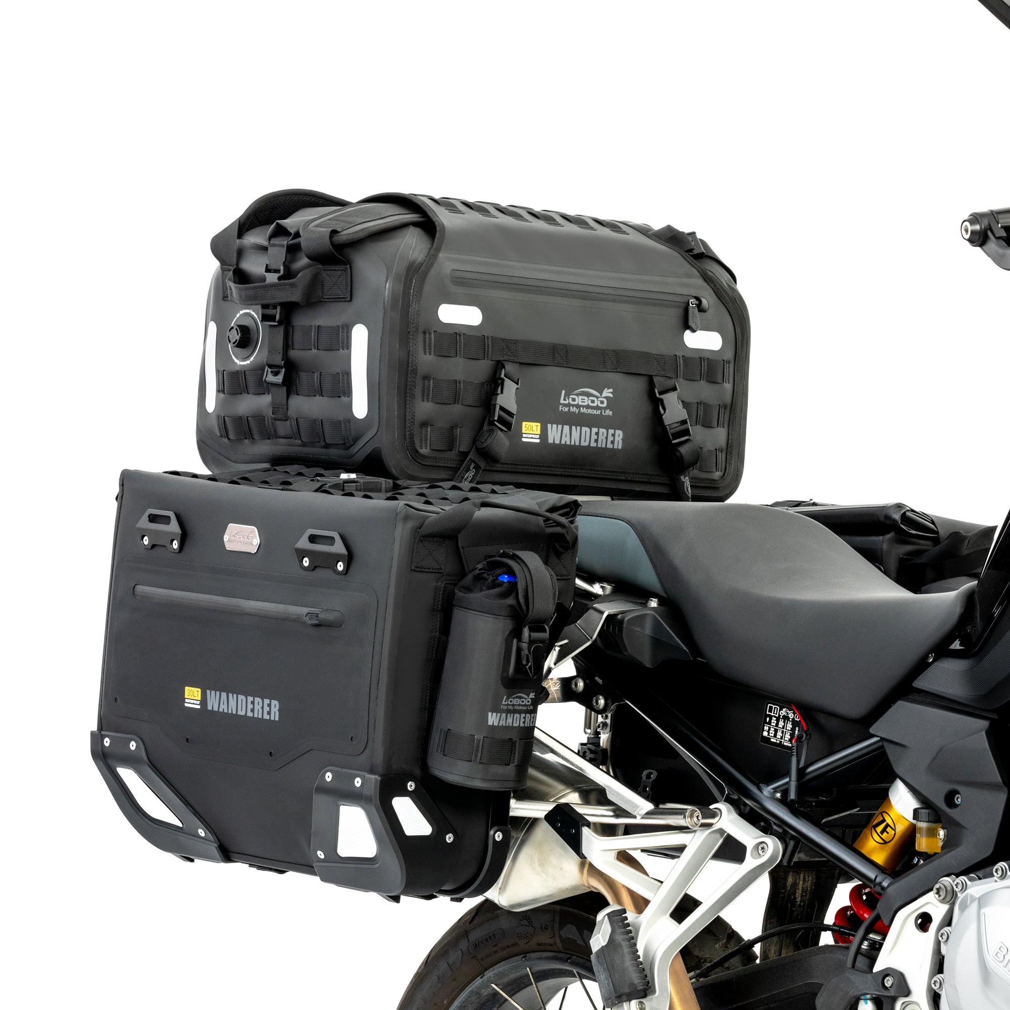 LOBOO Wanderer Waterproof Side Bags (30L/40L) | Quick - Release Soft Pannier System with MOLLE - LOBOO