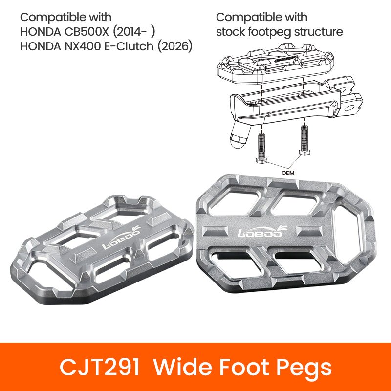HONDA CB400X/CB500X/NC750X/NX400 Wide Foot Pegs - LOBOO