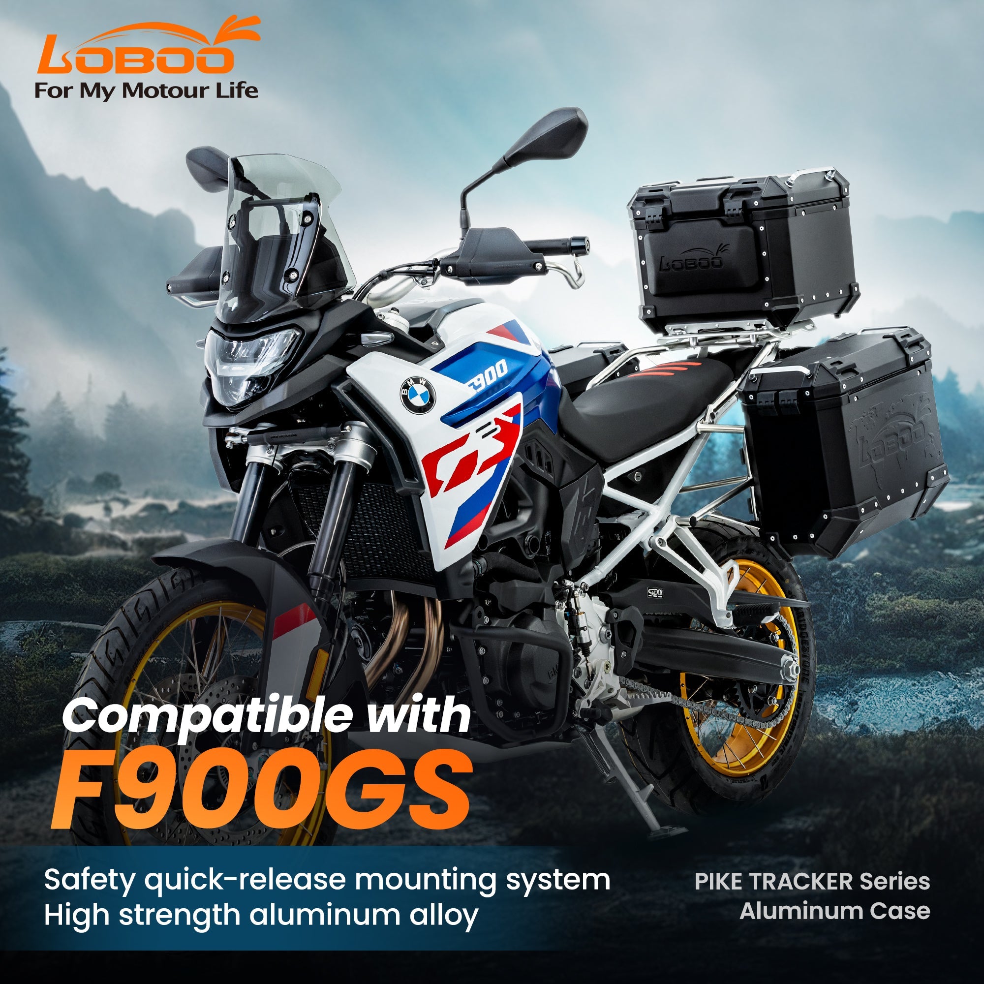 PIKE TRACKER Series Side Cases and Top Case - BMW F900GS - LOBOO