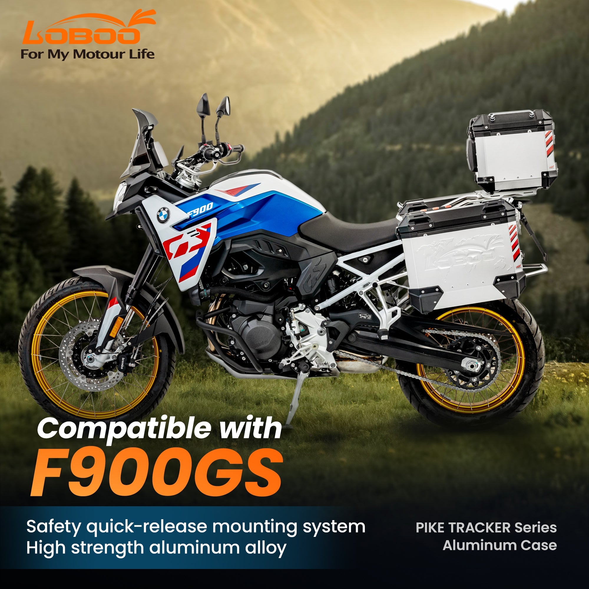 PIKE TRACKER Series Side Cases and Top Case - BMW F900GS - LOBOO