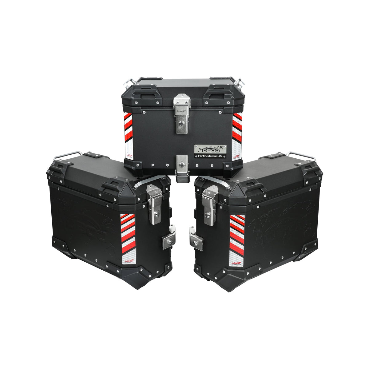 PIKE TRACKER Series Side Cases & Top Case | P35L+P35R Side / P36T or P45T Top | Fits BMW S1000XR, Honda CB400X CB500X NX400 NX500 NC750X XL750 - LOBOO